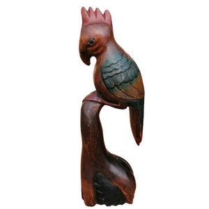 Vintage French Handmade Wooden Bird Parrot Statue Figurine Sculpture Figure Home Décor Decorative Bird Lover Gift Idea / Chez Rai