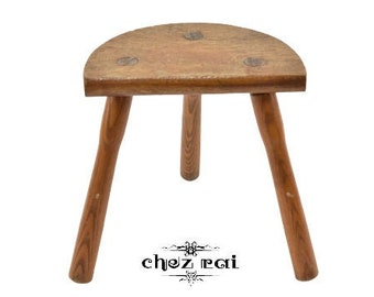 vintage Français Bois Effilée Leg Plain D Tabouret Plant Stand Ferme Couloir Traite Pendaison Idée Cadeau Cottage / Chez Rai