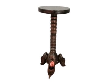 Vintage Franse houten standaard Klompen voeten zijtafel staan vaas foto afbeelding decoratieve rustieke Boho Gang Stand c 1980 's / Chez Rai