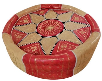 Vintage Moroccan Leather Worn Pouf Ottoman Home Decor Bohemian Decor Footstool Cushion Floor Pillow Seating Old Vintage 80's Pouf / Chez Rai