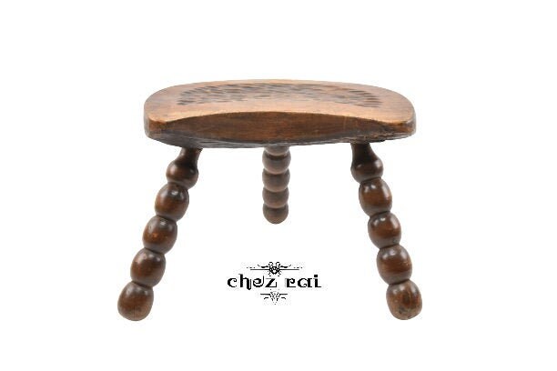 Vintage Français Lourd Bois Insolite Tronc Section Tabouret Plant Stand Dispaly Couloir Ferme Cottag