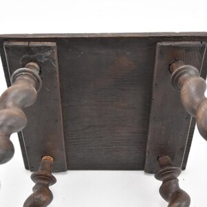 Antique Wooden Stool – Barley Twist Legs, Rustic Home Decor image 8