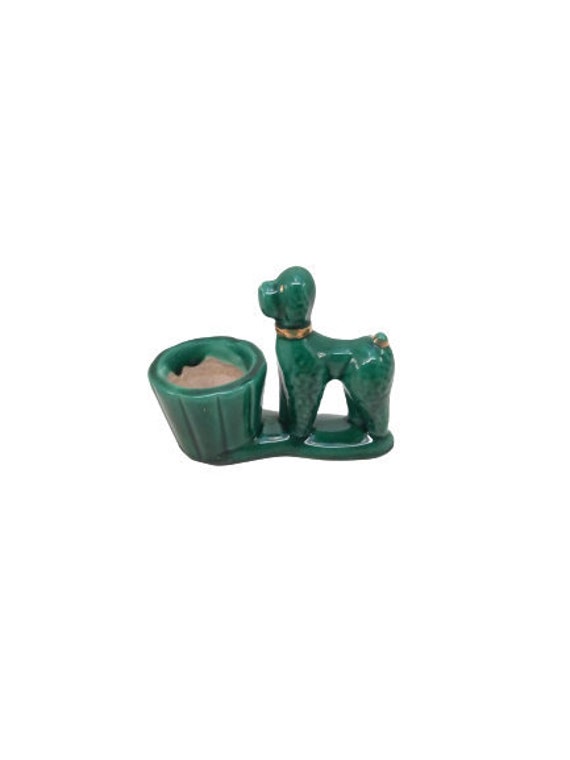 Vintage Green Small Ceramic/China Flower Pot Dog Figurine Ornament Home Decor Shelf Display Table Wi