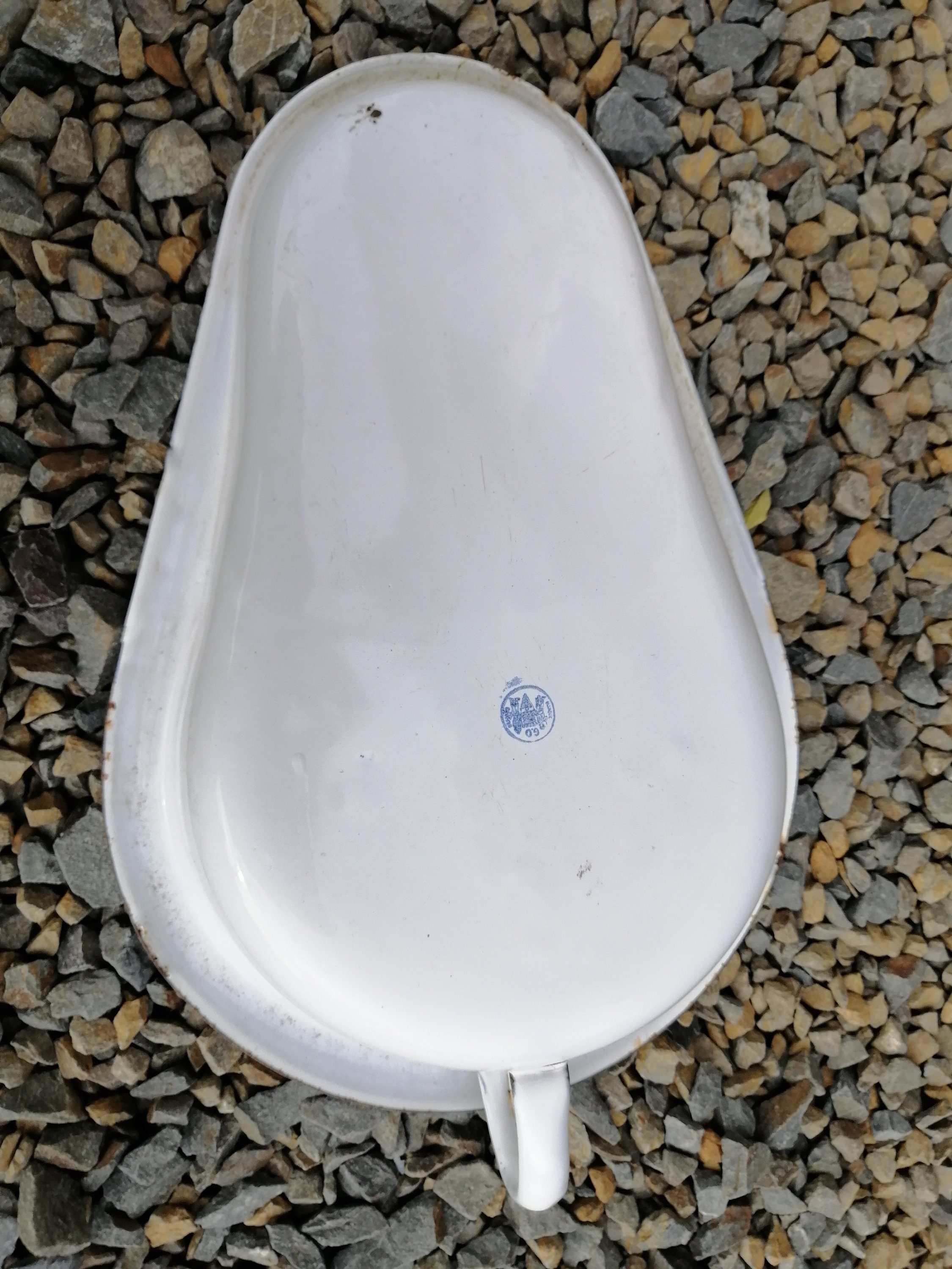 Vintage French Bedpan Enameled Metal Hospital Pan Garden Etsy