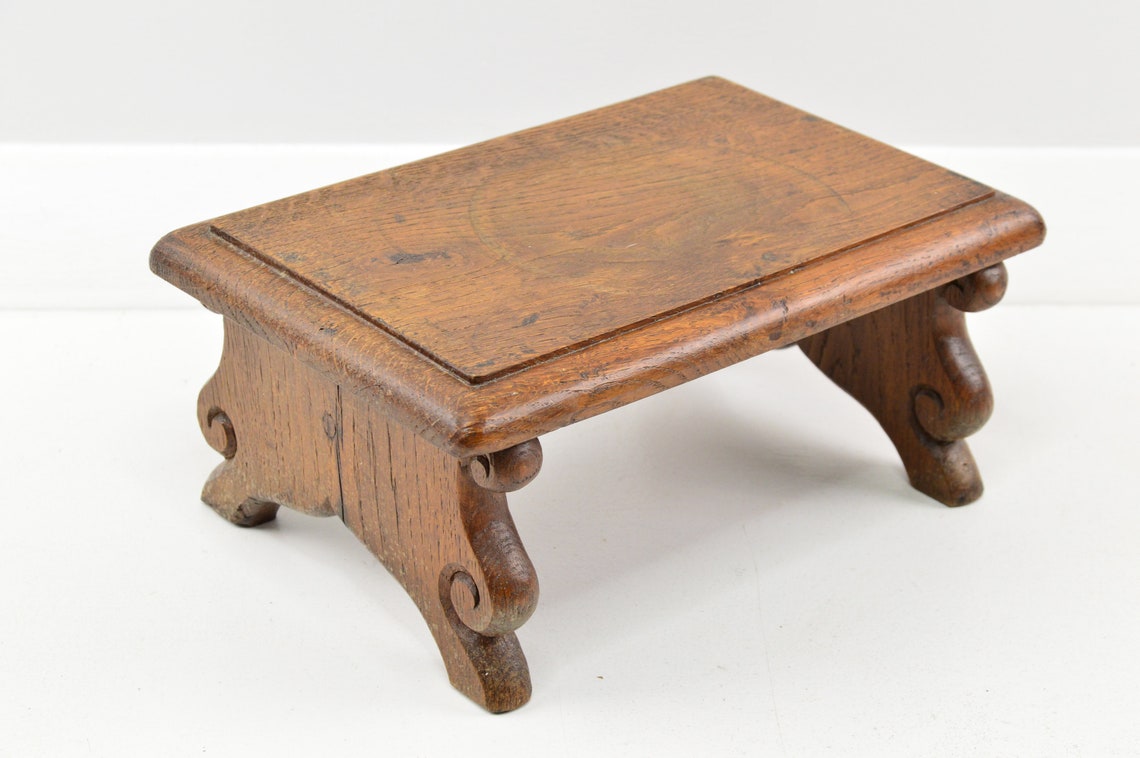 Vintage francés encontrado mini banco de madera Plantpot Stand | Etsy