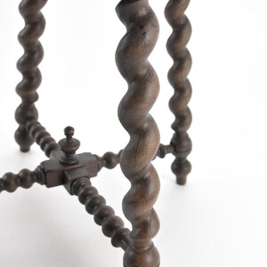 Antique Wooden Stool – Barley Twist Legs, Rustic Home Decor image 7