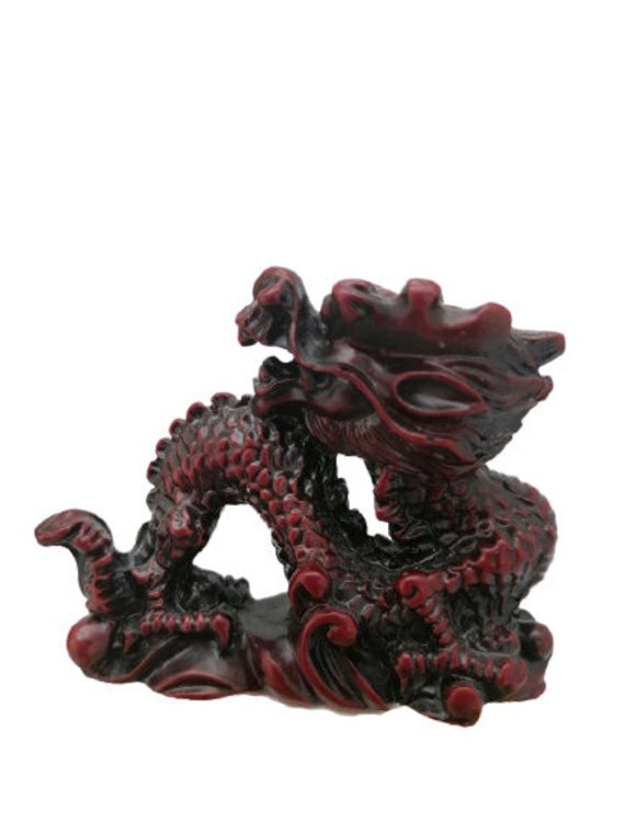 Vintage Chinese Red Resin Dragon Miniature Dragon Decorative