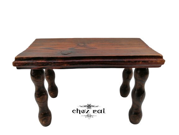 Vintage Français Found Wooden Mini Bench Plantpot Stand Footrest Display Step Farmhouse Rustic Count