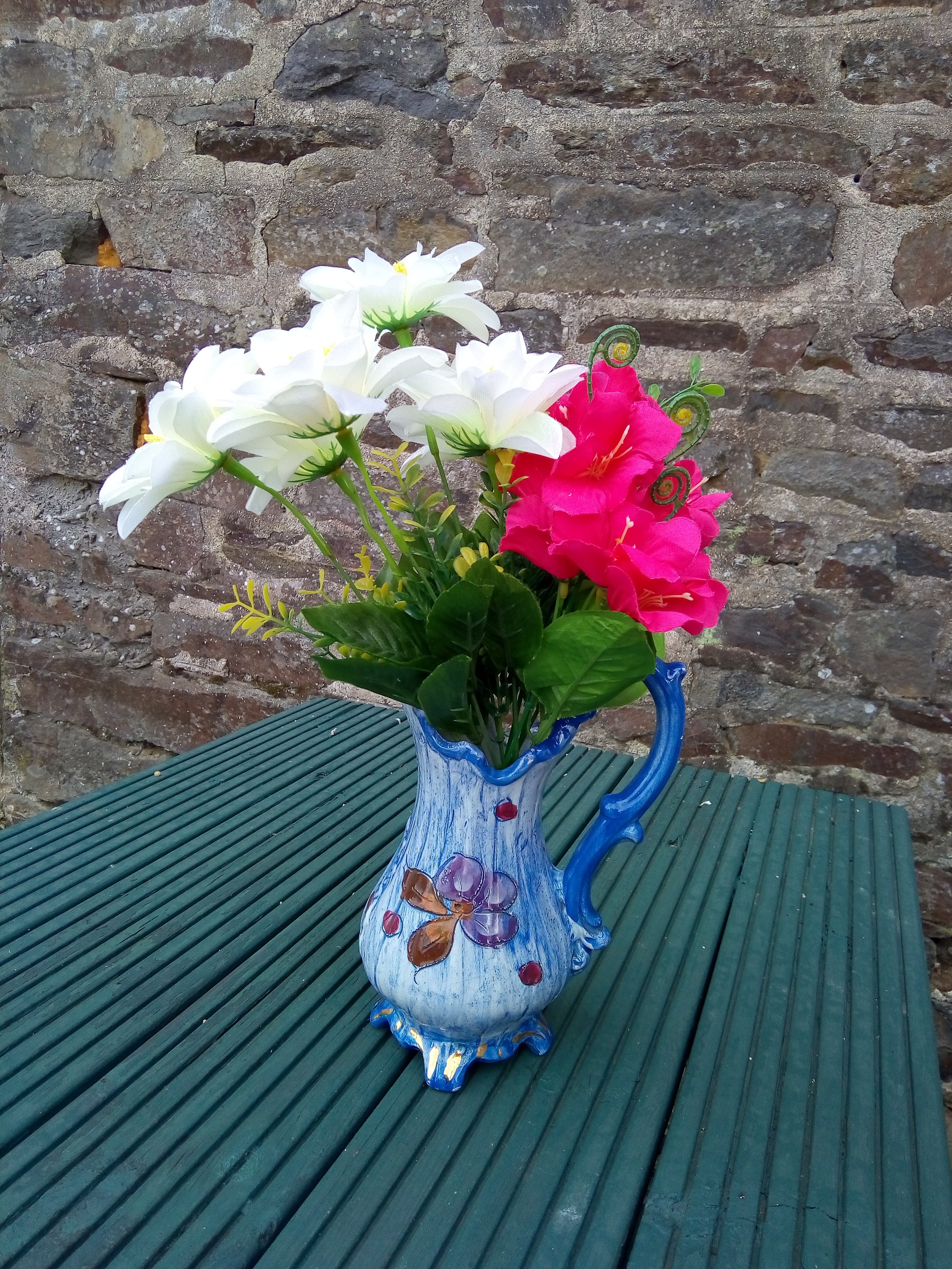 Vintage Ceramic Jug Vase Dipinto A Mano Italy Hand Painted Etsy