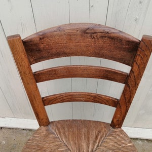 Vintage French Oak Hardwood Chair Rush Seat Framhouse Rustic Country Cottage Lodge Dinning Table Kitchen Chair Conservatory / Chez Rai image 2