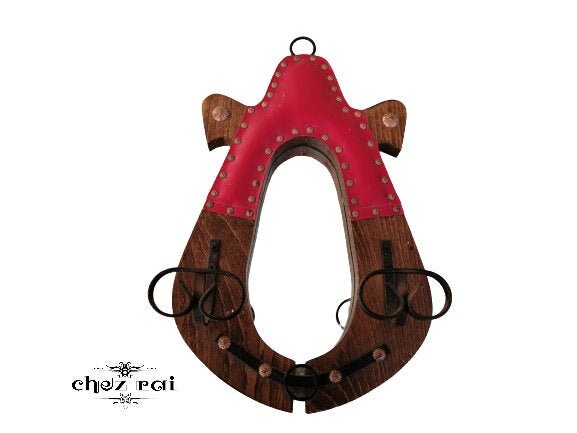 Français Vintage Horse Collar Coat Rack & Mirror Rustic Ranch Boho Chic Country Cottage Farmhouse Fr