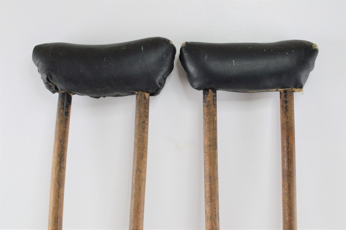 Vintage French Found Crutches Walking Aid Wooden Wood Prop Etsy