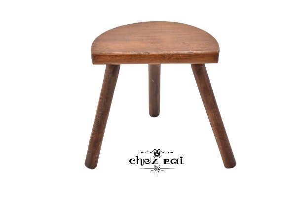 Vintage Bois Léger Plaine Petit D Tabouret Plante Stand Affichage Ferme Grange Cottage Chambre Décor