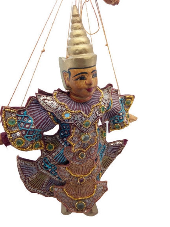 Vintage Asiatique Oriental Marionette Puppet Decor Interiors Home Wall Boho Decorative Gift Art Craf