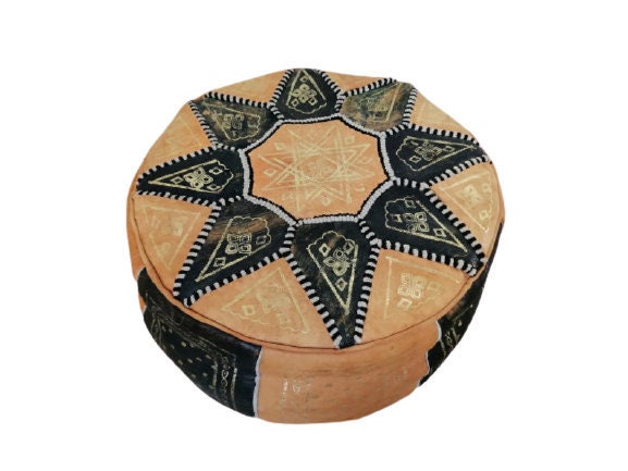 Vintage Cuir Marocain Porté Sol Poufe Footstool Boho Décor Maison Assis Plancher Oreiller Coussin Vi