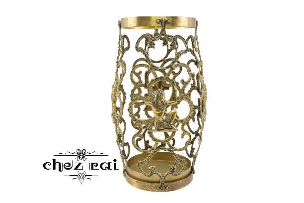 Vintage Beau Rare Wow Lourd Orné Différents Laiton Egyptien Caractère Parapluie Bâton de Marche Supp