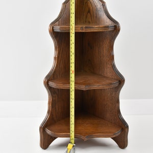 Vintage French Oak Hardwood Heavy Triple Corner Shelf Wall Display Unit Wall Fixing Hanging Ornament Farmhouse Display Rack / Chez Rai image 9