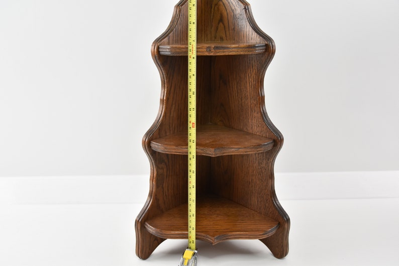 Vintage French Oak Hardwood Heavy Triple Corner Shelf Wall Display Unit Wall Fixing Hanging Ornament Farmhouse Display Rack / Chez Rai image 9