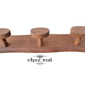 Vintage French Wooden Coat Rack 3 Hook Wooden Wall Mount Coat Hooks French Country DecorFarmhouse Towel Rack Primitive Wood Rack / Chez Rai