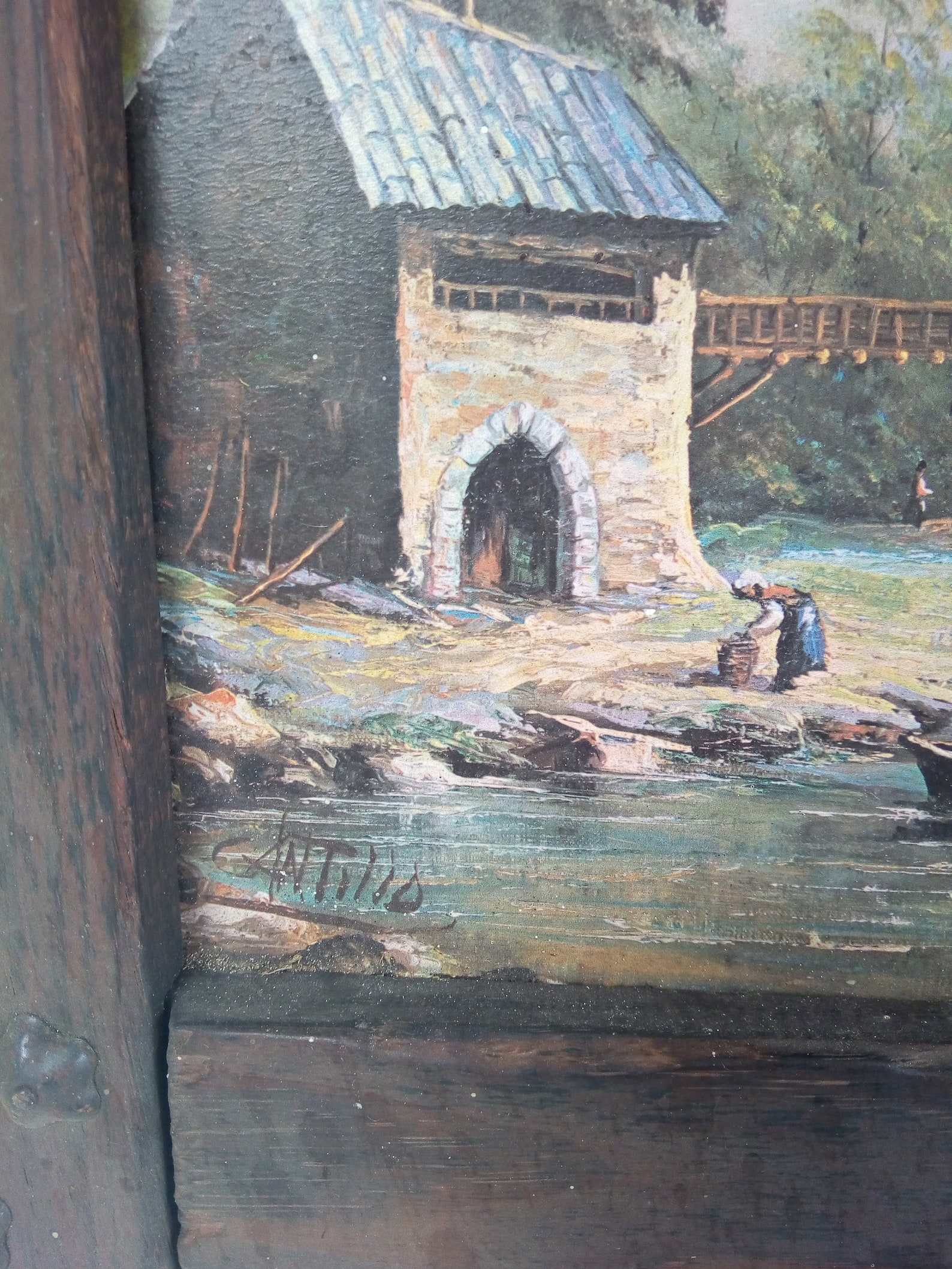 Impresión vintage con madera enmarcada pared de madera | Etsy