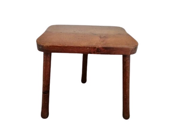 Vintage Français Heavy Wooden Stool Wood Plant Pot Stand Rustic Farmhouse Cottage Conservatory Patio