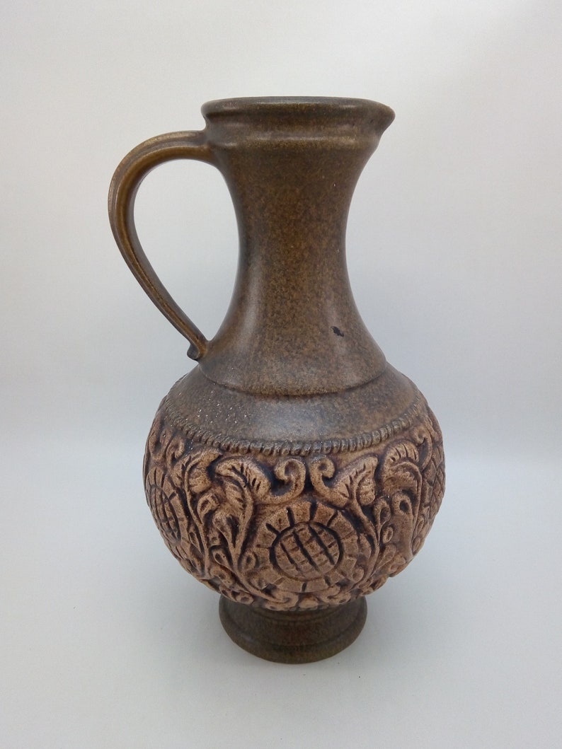 Vintage Jasba West Germany Pottery Vase Jug Ceramic Jar Flowerpot Handled Container Home Decor Decorative Keramik European Chez Rai