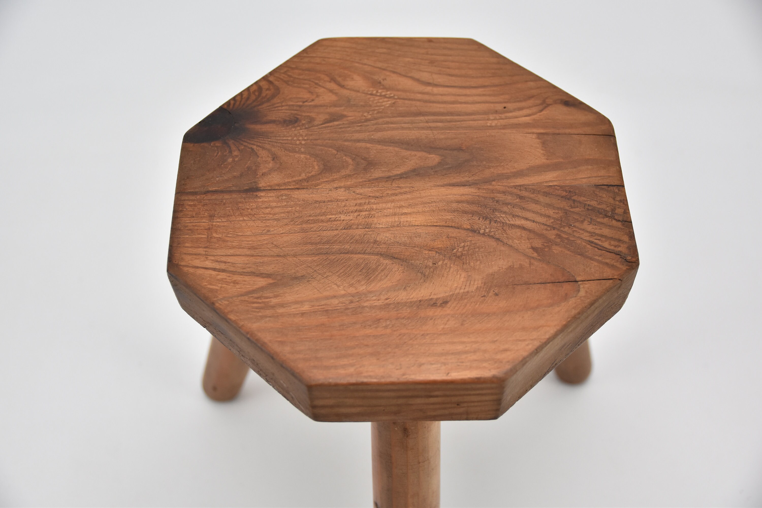Vintage 13" Small Wooden Octagonal Tapered Legged Stool Plant Stand ...