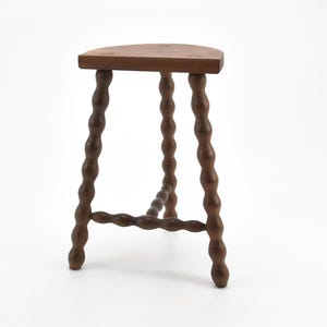 ChezRai - Vintage French 18&quot; Wooden Medium Height Braced Bobbin D Stool Plant Stand Room Display Farmhouse Gift Idea Cottage Living Room