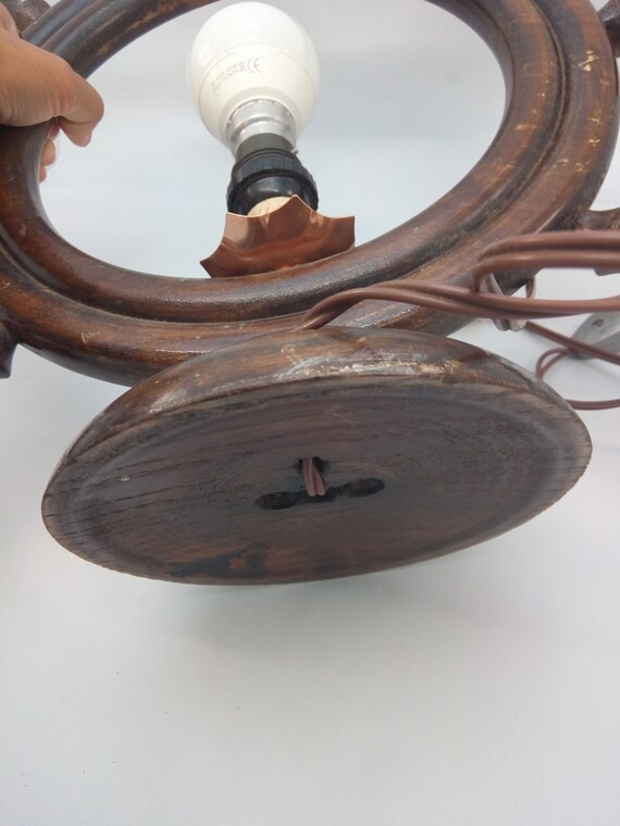 Vintage Wooden Ships Wheel Table Lamp Bedside Lamp Wood Lamp Etsy