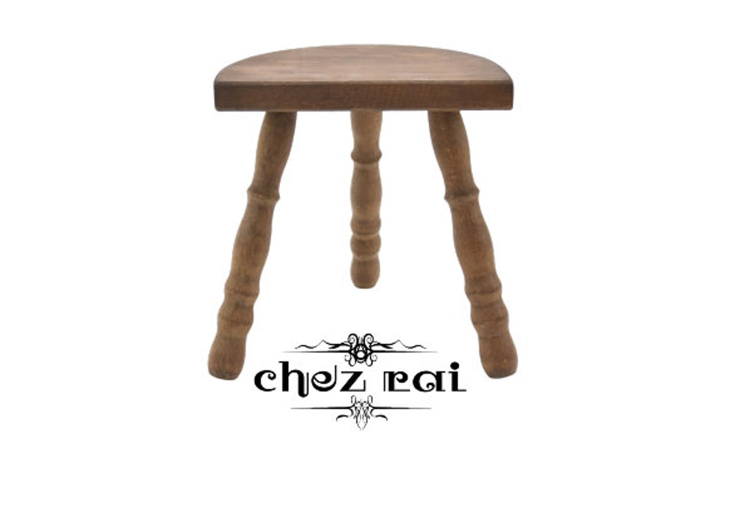 Vintage 10" Small Wooden Three Legged D Stool Plant Stand Farmhouse ...