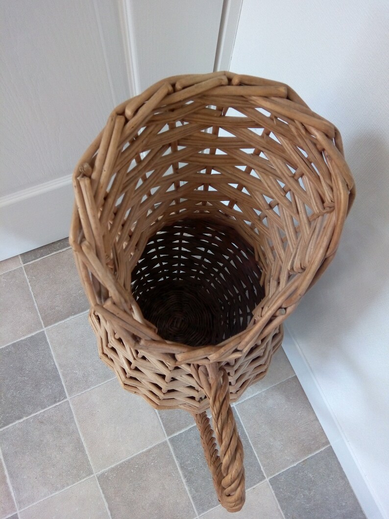 Vintage Tall Rattan Vase Wicker Pitcher Home Decor Decorative Etsy