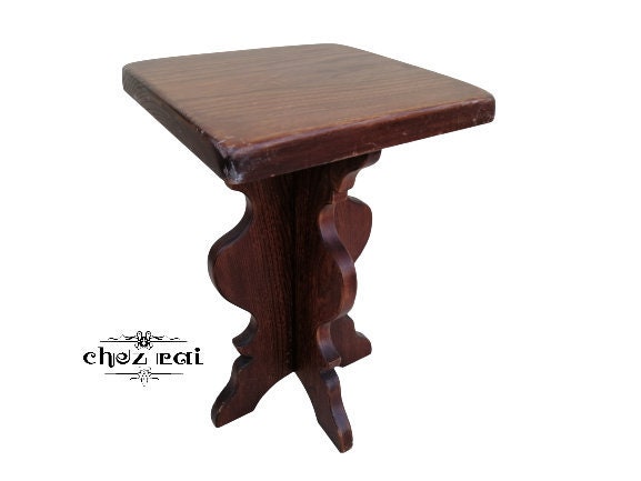 Vintage Français Found Wooden Ornate Legs Stool Plant Pot Stand Small Side Table Living Room End Woo