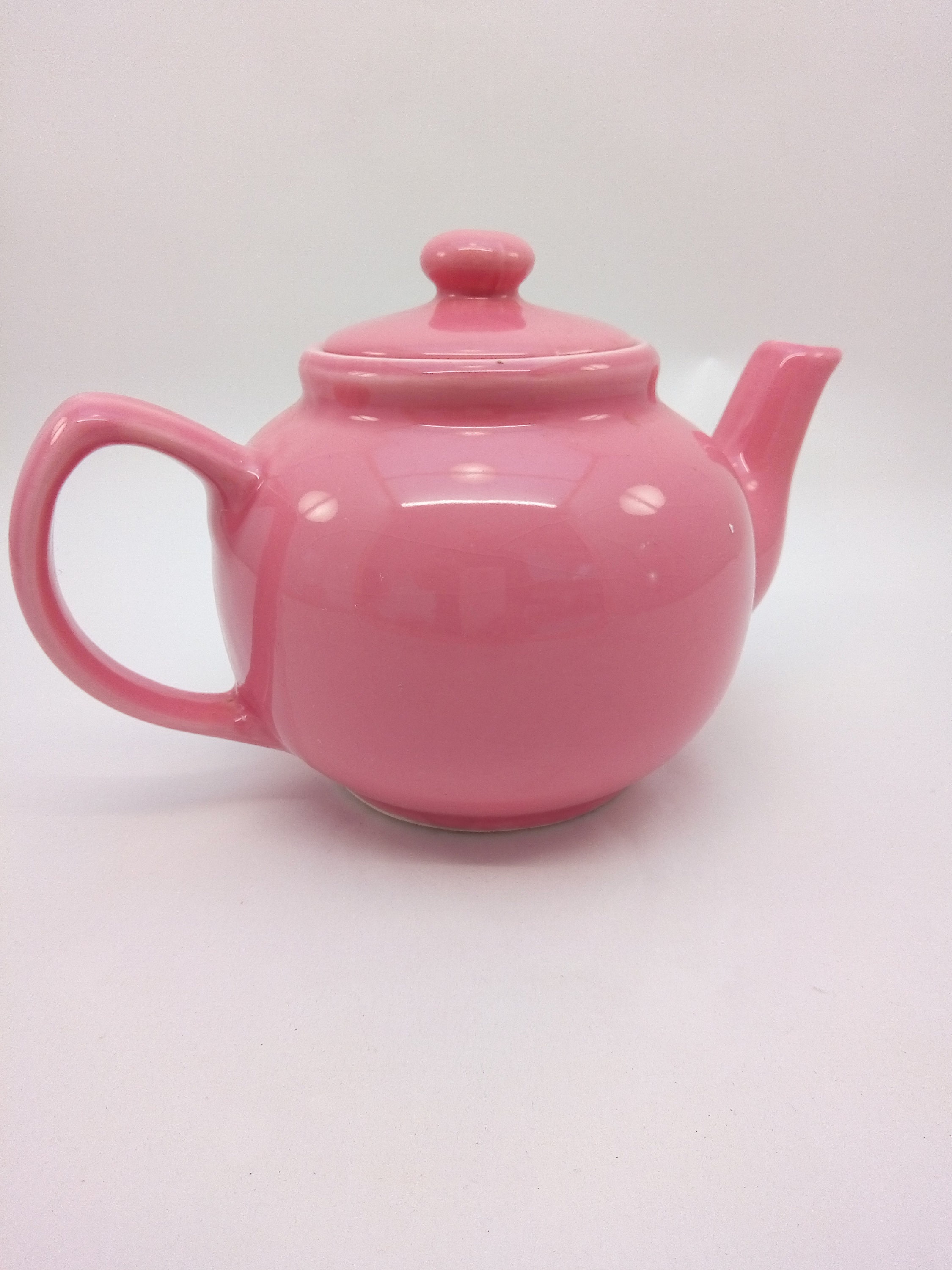 Vintage Pink Ceramic Glazed Tea Pot Kitchenware Home Decor Etsy