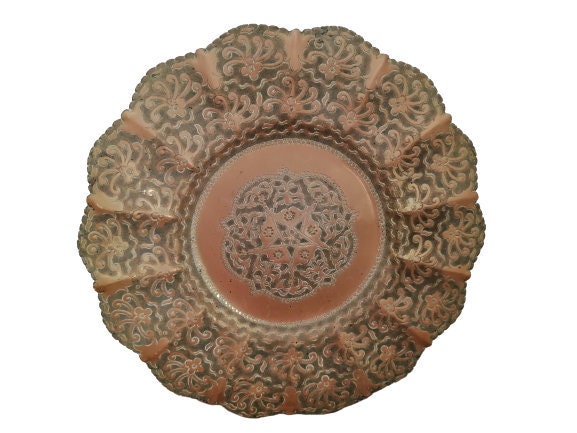 Vintage Gravé en Laiton Rond Plaqué Plateau Décoratif Mur Suspendu Mur Décor Ferme Salle Grande Idée