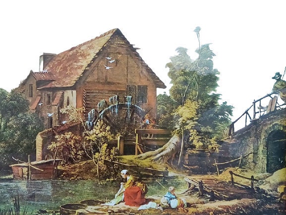 Vintage Glassed Picture Tray Shelf Display Home Decor Décoration Beautiful Life Two Handled Cottage/