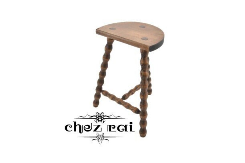 Vintage French 18 Medium Height Braced Bobbin D Stool Plant Stand Room Display Farmhouse Cottage Barn Wood Tabouret / ChezRai zdjęcie 1