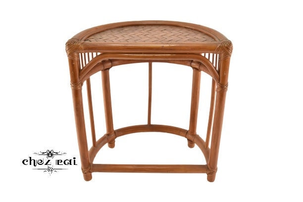 Vintage Rotin Bambou D Côté Table Basse Plante Stand de Nuit Salon Cottage Lodge Bamboo Lover Cadeau