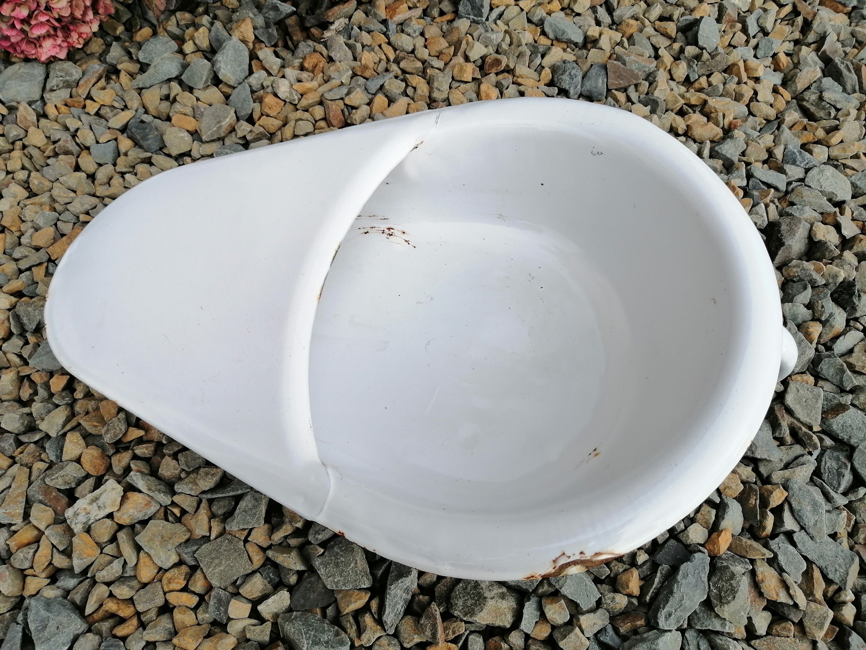 Vintage French Bedpan Enameled Metal Hospital Pan Garden Etsy