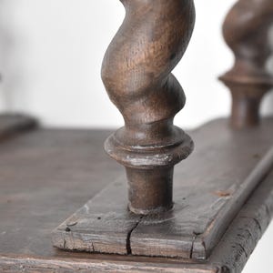 Antique Wooden Stool – Barley Twist Legs, Rustic Home Decor image 9