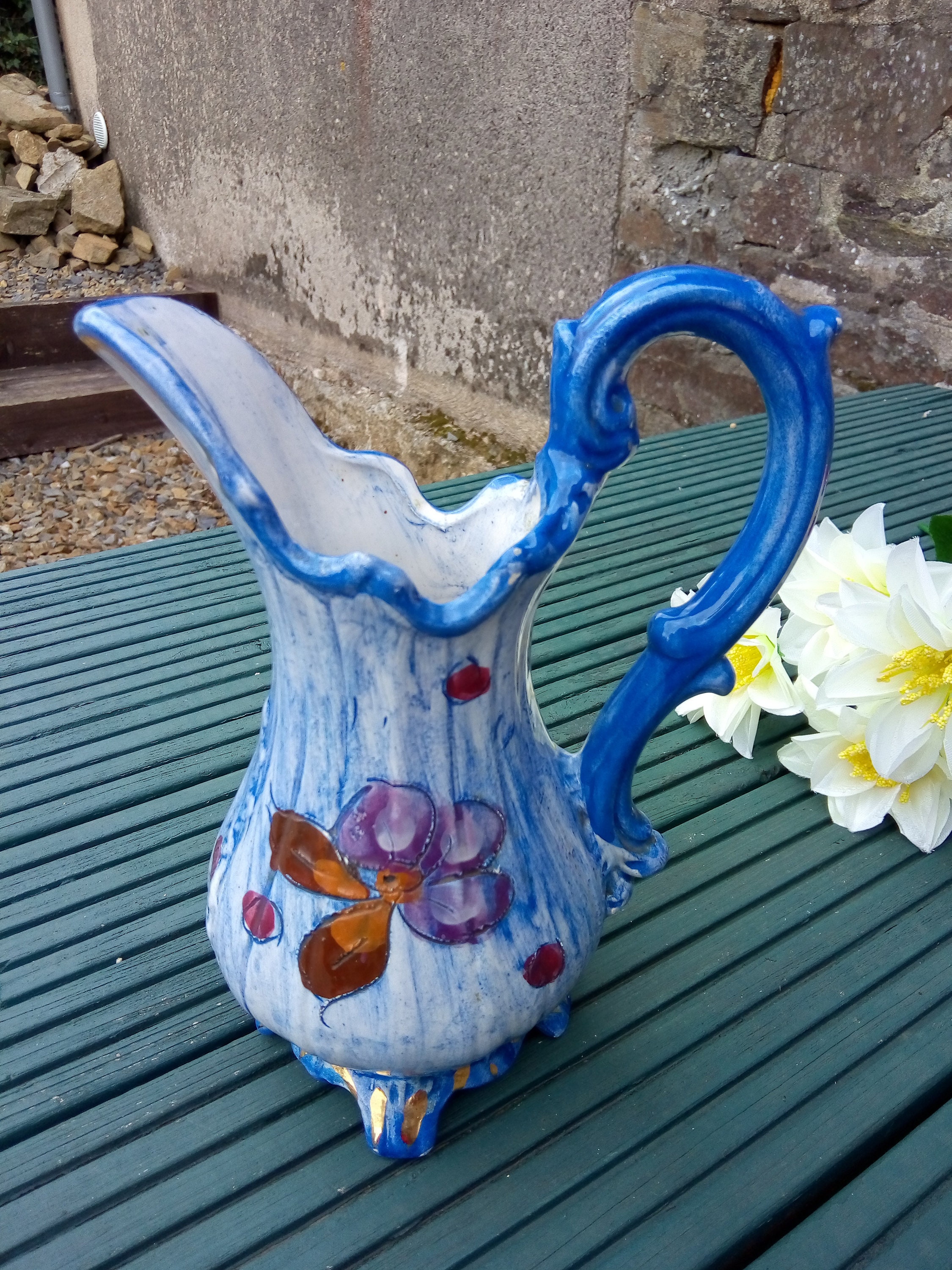 Vintage Ceramic Jug Vase Dipinto A Mano Italy Hand Painted Etsy