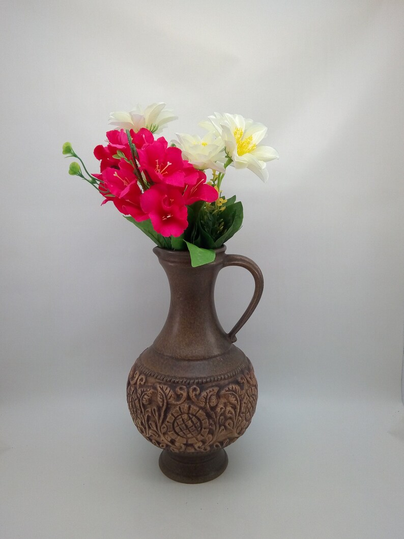 Vintage Jasba West Germany Pottery Vase Jug Ceramic Jar Flowerpot Handled Container Home Decor Decorative Keramik European Chez Rai