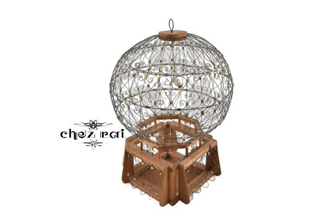 Vintage Bird Cage Handcrafted Wood and Wirework Metal Song Etsy