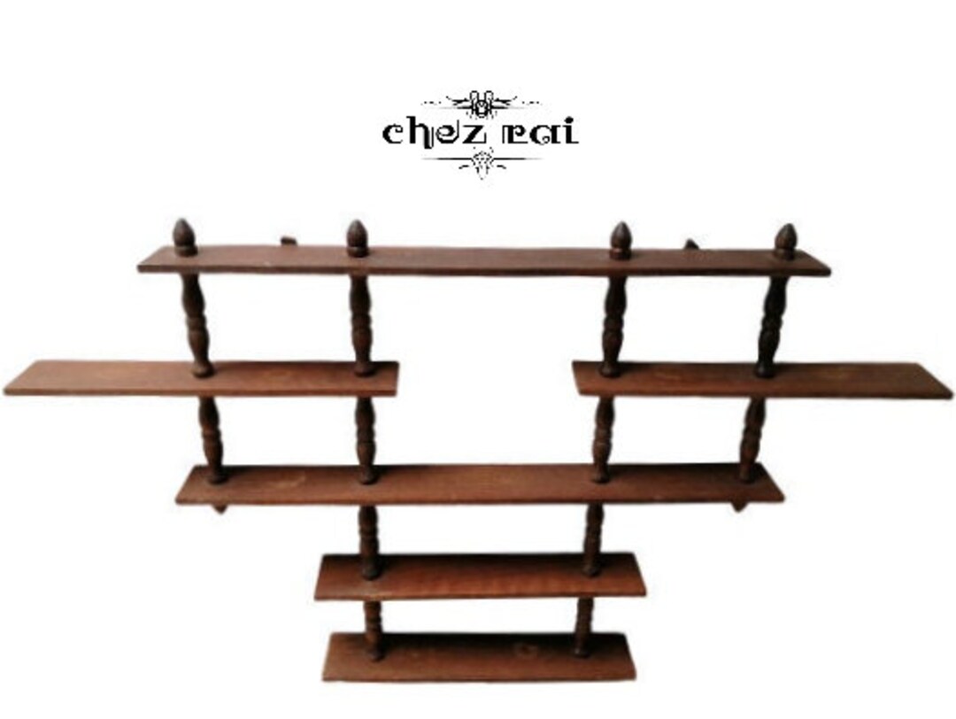 Vintage French Wall Mount 5 Tiered Shelf Rack French Country Accent