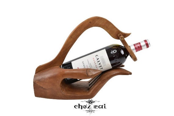 Vintage Wooden Hand Shaped Wine Holder Bottle Holder Wine - Etsy