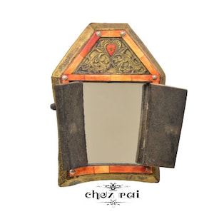Vintage Moroccan Wall Hanging Mirror Vanity Door Can Be Opened and Closed Wall Decor Room Decor Dressing Table Gift  / Chez Rai