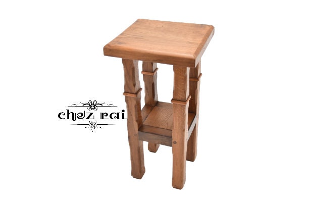 Lourd Tabouret Carré Quatre Pieds En Bois Tabouret Ferme Petite Table De Chevet Siège Chalet Cuisine Présentoir/Chez Rai