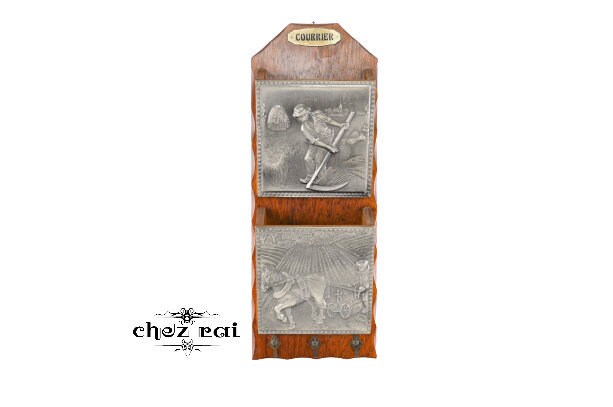 Vintage Français Trouvé Mur Monté Rack de Lettres avec 2 Billets Rangement Slot House Lettre Holder