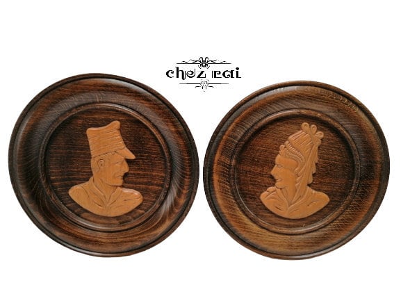 Vintage Français Bretons en Bois Homme et Une Femme Plaque Murale Bretagne Souvenir Gift Idea Norman