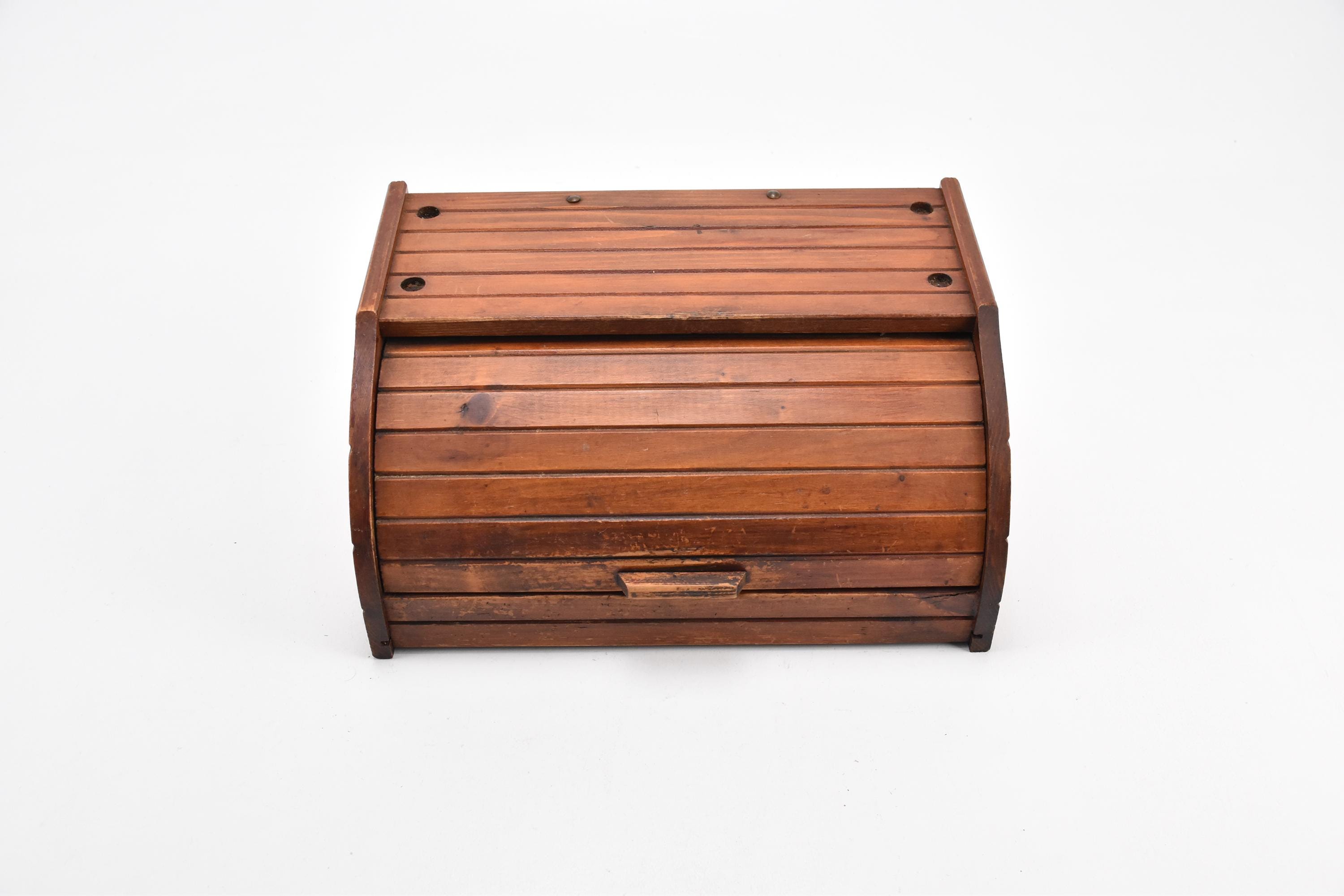 Vintage French Wooden Bread Box Primitive Breadbox Kitchen Storage