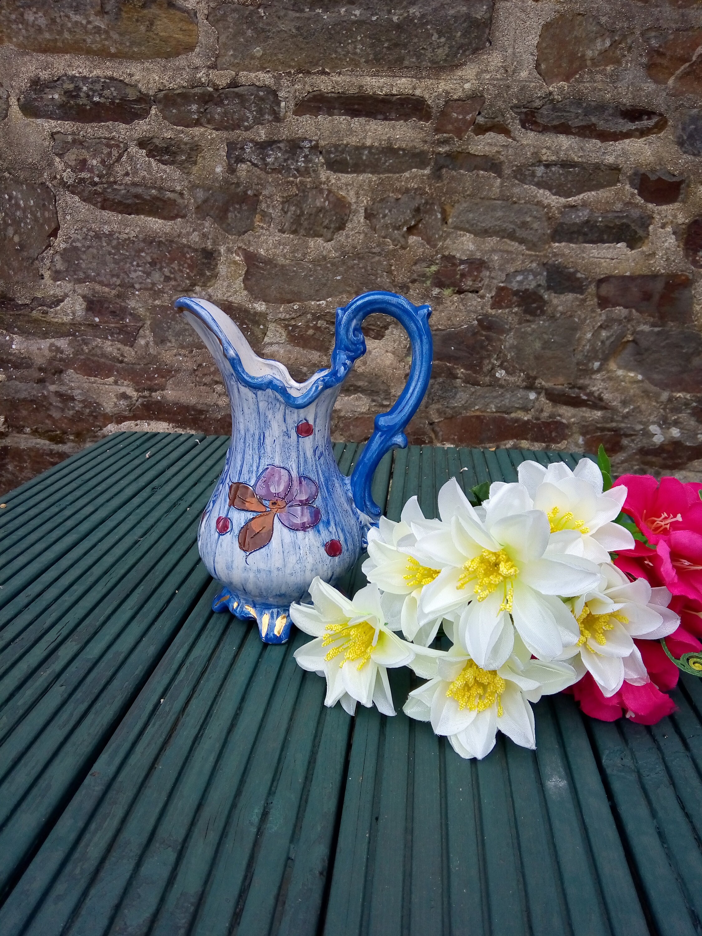 Vintage Ceramic Jug Vase Dipinto A Mano Italy Hand Painted Etsy